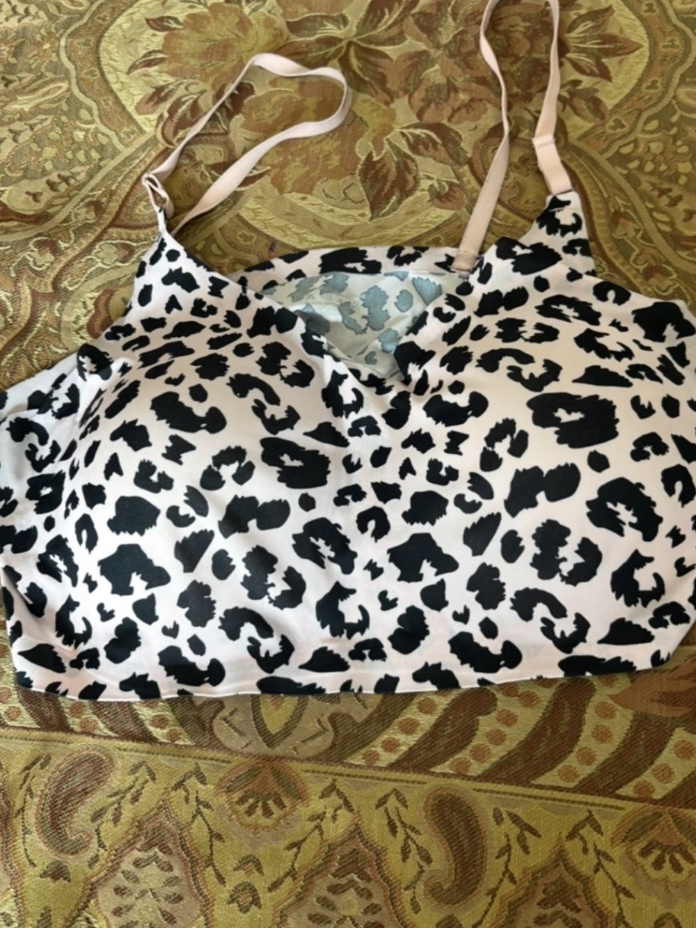 Black & White Leopard Print Bra size XL with Adjustable Straps